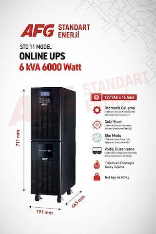 Standart Enerji Afg 6 Kva Online Ups - 5400w Kesintisiz Güç Kaynağı