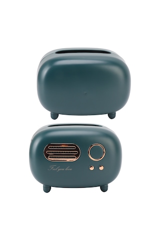 Geeroyoo Klasik Radyo Desenli Plastik Mendil Kutusu - Banyo, Oturma Odası, Yatak Odası Dekoratif Çok Amaçlı Organizer - Kırmızı