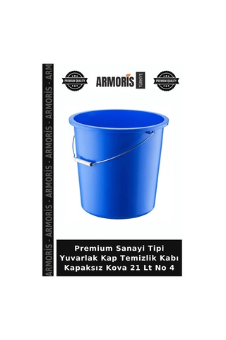Premium Sanayi Tipi Yuvarlak Kap Temizlik Kabı Kapaksız Kova 21 Lt No 4 Çok Renkli