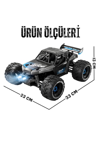 Oyuncak Uzaktan Kumandalı Metal Gövde 50 Km Hız Yapan 4x4 Off-road Arazi Aracı Şarjlı 1400 Mah Mavi