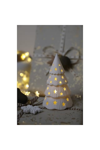 Tealight Mumlu Yılbaşı Ağacı Dekoratif Mumluk Beyaz