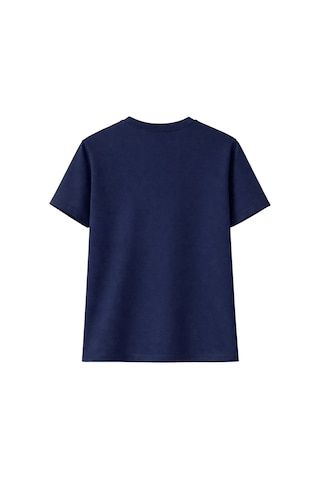 Unisex Bisiklet Yaka Original Yazılı Pamuklu Rahat Kalıp Baskılı Oversize T-shirt Lacivert