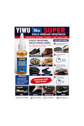 Yıwu 50ml Süper Güçlü Ayakkabı Yapıştırıcısı - Deri Ayakkabılar, Reçine Katkılı El Sanatları, Deri