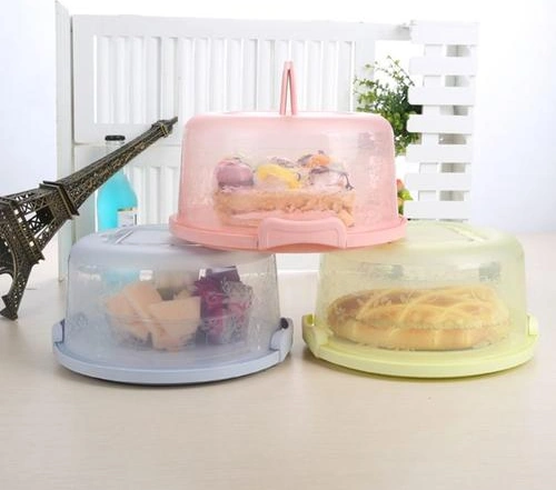 1 Adet Mavi Plastik Yuvarlak Kek Kutusu Kolu Ile Kılıf Doğum Günü Düğün Parti Saklama Kutusu Konteyner Tatlı Pasta Kapak Tutucu Şişeler, Kavanozlar Ve Amp Kutular 2