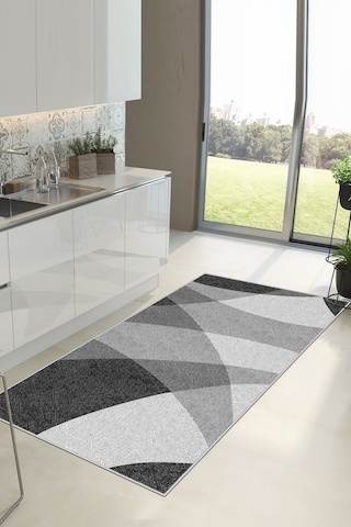 West Home Dijital Baskı Yıkanabilir Kaymaz Taban Salon Halısı Mutfak Halısı Ve Yolluk Wh 460 Black