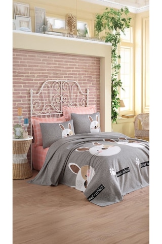 Eponj Home Pike Seti Baskılı Çift Kişilik Tavşancık A.kahve-gri-pembe A.kahve-gri-pembe