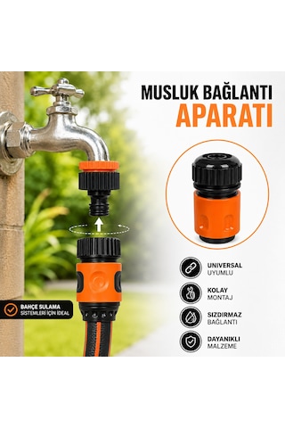 1/2 Hortum Bağlantısı Hızlı Bağlantı Aparatı Bahçe Hortumu Musluk Adaptörü Kilitli Konnektör