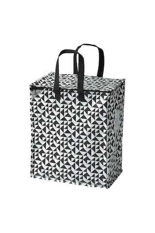 Ikea Knalla Giysi Malzeme Yemek Taşıma Çantası Desenli Siyah 47 L N11.8216