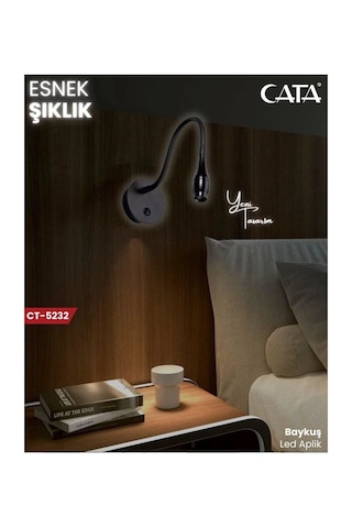Cata Ct-5232 3 Watt Baykuş Ledli Aplik Günışığı Siyah