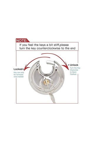 Mufunye Diskli Kilit, Anahtarlı Paslanmaz Çelik Kilit, 2-3/4 İnç Genişliğinde, 3/8 İnç Çapında Kelepçe, Depolama Ünitesi, Kulübeler, Garajlar Ve Çitler İçin Disk Kilidi