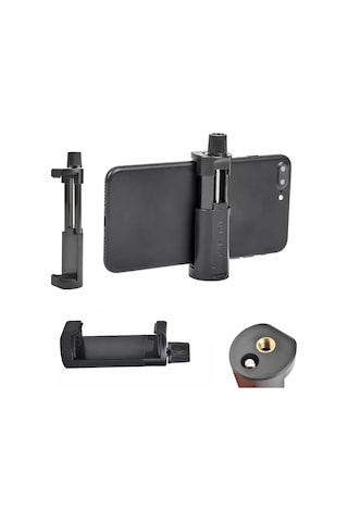 Dikey Ve Yatay Açılabilir Profesyonel Fotoğraf Ve Video Çekim Aparatı Kolay Taşınabilir Ergonomik Min 5cm Max 10cm Telefon Tutucu Tripod Başlık Aparatı Siyah -