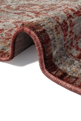 Hoom Rugs Otantik 2603 Kırmızı Vintage Desenli Salon Halısı Mavi