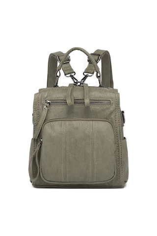 Yıkama Deri Sırt Askılı Kadın Çantası 21k Barcelona 1915 Yeşil