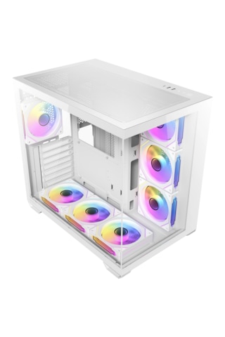 Antec Cx Mirror Mid Tower Oyuncu Kasası - 270 Panoramik Temperli Cam - 7x120mm Argb Fan - Atx / Micro-atx / Itx - Usb Type-c - Rtx 50 Serisi Uyumlu - Çift Bölmeli Tasarım Beyaz