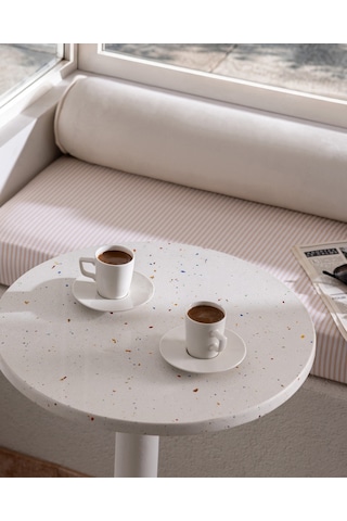 Madame Coco Rain 6 Kişilik 12 Parça Kahve Fincan Seti - Beyaz - 90 Ml 8684427348758 Çok Renkli