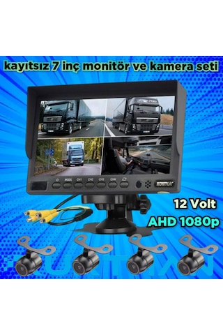 Kayıtsız 7 İnç Ekran 4 Adet Ahd 1080p Kamera Seti 12 Volt