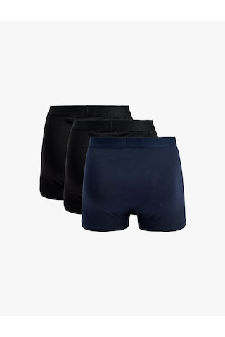 Koton Pamuklu Regular Fit Etiket Detaylı 3 Lü Boxer Seti Lacivert 7wlm90004mk