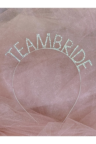 Team Bride Yazılı Metal Kristal Taşlı Taç Bekarlığa Veda Nedime Tacı