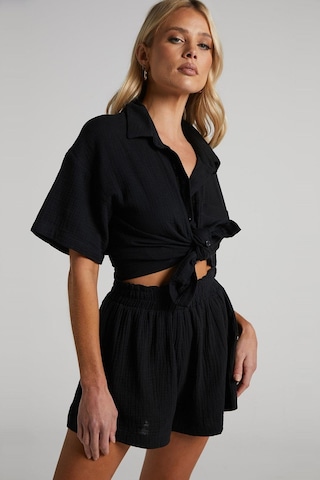 Madmext Siyah Muslin Kumaş Basic Kadın Gömlek Mg1784-siyah Siyah
