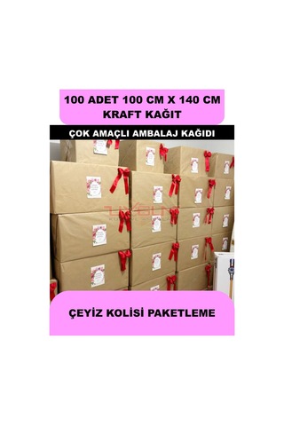 100 Adet 100cm X 140cm 100 Gr. Kraft Ambalaj Kağıdı, Çeyiz Ev Eşyası Hediye Ürün Paketleme, Çocuk Etkinlikleri