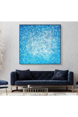 Soyut Büyük Boy El Yapımı Yağlı Boya Tablo 95x95cm Hij4083