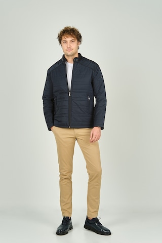 Lucas Erkek Dik Yaka Deri Biyeli Kapitone Mont 4706 Lacivert Lacivert