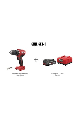 Skil Set-1 Skil Powertools 3021CA Akülü Darbeli Matkap Vidalama + Skil 3136AA 2.0AH Li + 2.4A Şarj Cihazı Promo