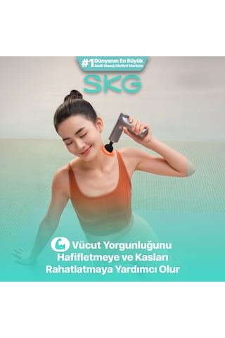 SKG F1 Pro Şarjlı Masaj Tabancası | 6 Darbe Yoğunluğu, 4 Farklı Başlık, Portatif Tasarım, Bütün Vücut Uyumlu
