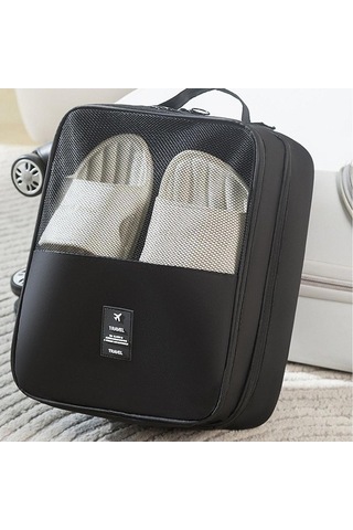 Pazly Suntek Seyahat Ayakkabı Çantası - El, Erkek & Kadın, Siyah Siyah