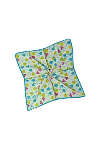 Mim Eşarp Valino Soft Pamuk Çocuk Desenli Eşarp 70x70 Cm Açık İndigo - Çilek