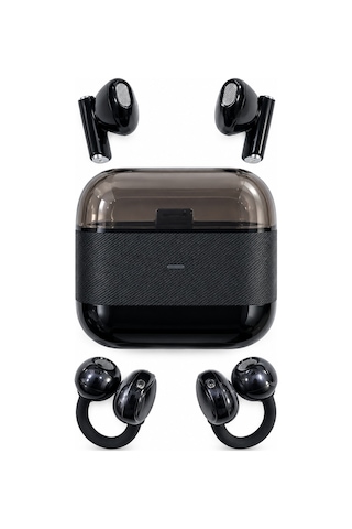 Kablosuz Bluetooth Kulaklık 2 Si 1 Arada Klipsli Kulak İçi 4 Lü Siyah Akyı-374250