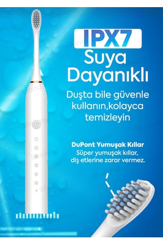 Şarjlı Elektrikli Diş Fırçası Ipx7 Su Geçirmez 42.000 Titreşim 6 Mod Sonic 3 + 1 Başlık
