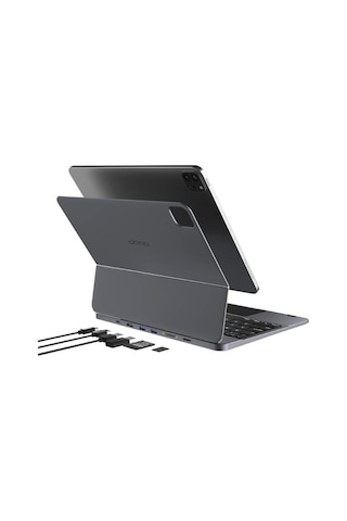 Doqo Apple Uyumlu iPad Air/pro 11 Klavye Kılıfı 7 Si 1 Arada Hub, Hdmı, Usb-c, Trackpad, Arkadan Aydınlatmalı