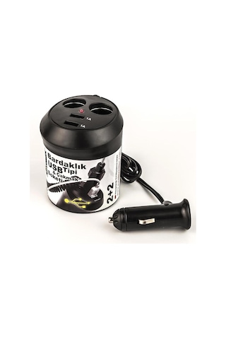 Bardaklik Tipi Usb Ve Çakmak Soketi 12v