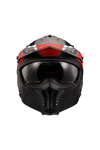 Ls2 Drifter Devor Ön Çene Çıkarılabilir Modüler Kask Mat Gri - Kırmızı - Titanyum