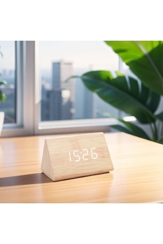 Trendooze Tarih Sıcaklık Saat Saat Masa Göstergesi Fx Dijital Alarmlı Ahşap Jy