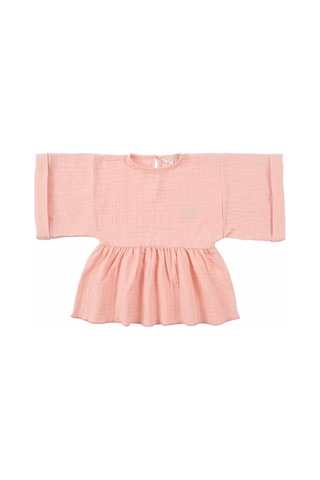 Kimono Kollu Çocuk Bluz Pembe Organik Pamuk