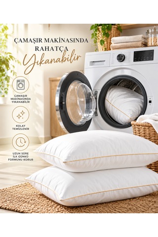 2 Adet Premium Nanojel Yastık 50x70 Cm 1200 Gram Beyaz-gold