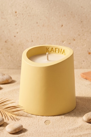 Kafna Beyaz Sabun Kokulu Dekoratif Beton Mum - %100 Soya Wax Sarı