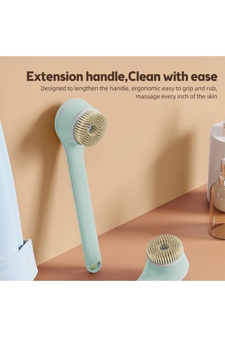 Tenfowee Type-c Şarjlı 15w Akıllı Vücut Fırçası, 360 Dönebilen 3 Hızlı Ipx7 Su Geçirmez Masaj Fırçası, 6 Başlık Seti Yeşil