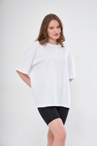 Flood Of Style Kadın Penye Yazlık Oversize Kısa Kollu Nefes Alan Beyaz