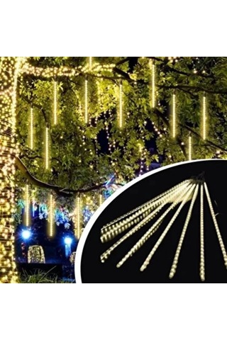 10'lu 45 Cm Plastik Meteor Led Usb 2m Kablo Sarı Renk Ağaç Işığı Renk Değiştiren Asmalı Dekoratif Renkli