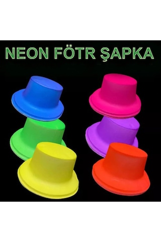 Neon Partisi Turuncu Renk Plastik Fötr Şapka