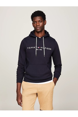 Tommy Hilfiger Erkek Core Tommy Logolu Hoody Sweatshirt - Mavi Mavi