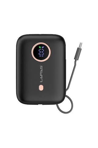 10.000 Mah Powerbank Dahili Type-c'li Powerbank: Dijital Ekran, Hızlı Şarj, 10000mah, Taşınabilir Siyah