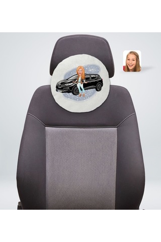 Kişiye Özel Plakalı Kadın Renault Kadjar Karikatürlü Yuvarlak Ara (503989096)
