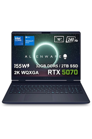 Dell Alienware 16X Aurora i9-275HX AC16251-CU932157WV1 RTX5070 32 GB 2 TB SSD 16" W11H Dizüstü Bilgisayar