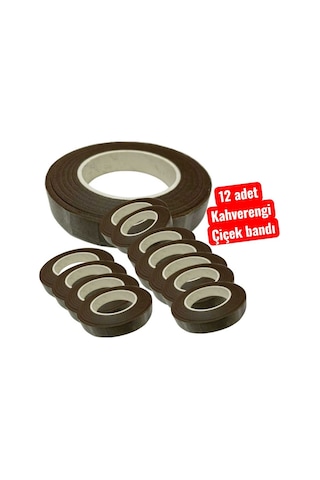 Kahverengi Çiçek Bandı 1 Paket 12 Adet, Şönil Çiçek Sarma, Hobi ,buket Yapım, Dıy