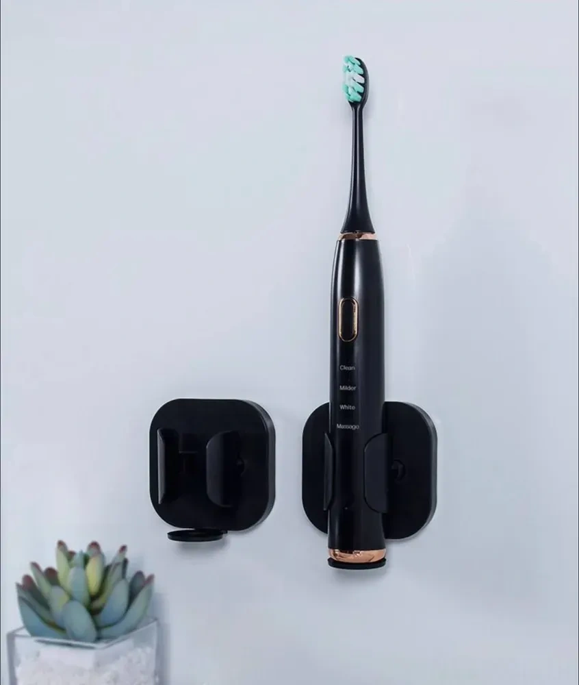 Konesam Düşük Bakırlı Elektrikli Fırça Tutucu, Önü Açık Duvar Montajlı, Sulama Özelliği, Delme Yok, Çift Kişilik, Abs Plastik, Beyaz/siyah Siyah