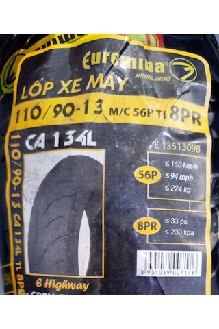 Euromina 110/90-13 56p 8kat Ca134l E-highway Dubleks Las. Vietnam